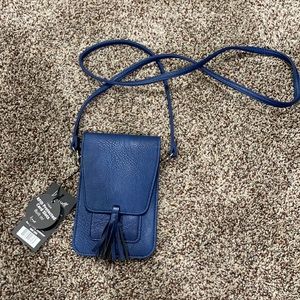Blue cross body wallet